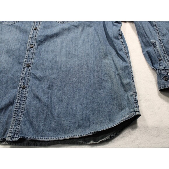 Faded Glory Denim Button Up Shirt Mens Size 2XL Blue Long Sleeve EUC - Picture 5 of 13